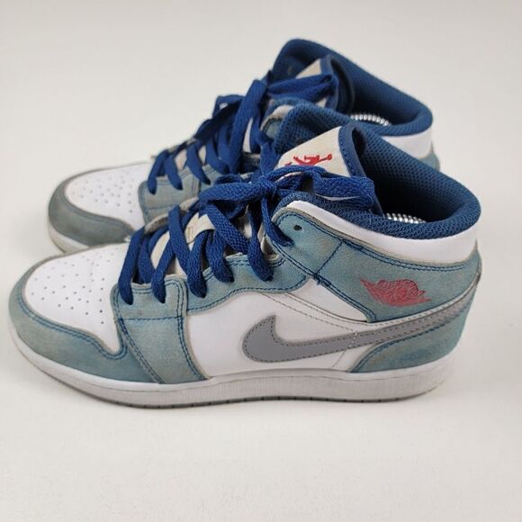 Jordan 1 Mid SE (GS) French Blue/Fire Red-White DR6235-401 Size 7Y / Women’s 8.5 - Picture 1 of 13